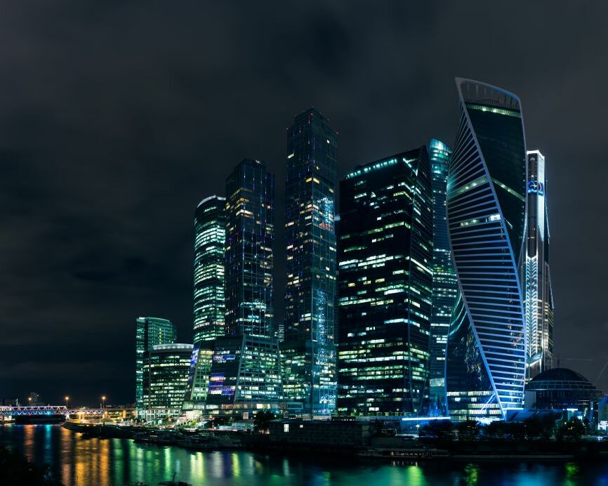 Картина на холсте Ночные небоскребы, арт hd1549101